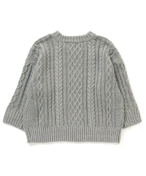 Seraph（セラフ）の「ケーブルニットセーター_ウォッシャブル（ニット/セーター・キッズ・グレー/ミント/オフホワイト/ネイビー/サーモンピンク・130/140/110/100/80/95/120/90）」の13枚目の写真