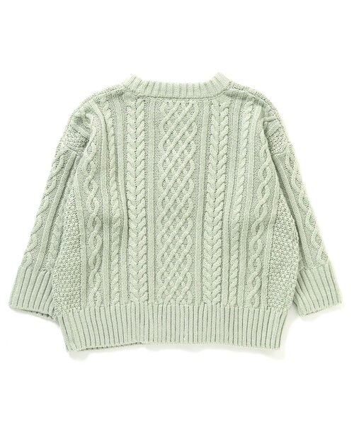 Seraph（セラフ）の「ケーブルニットセーター_ウォッシャブル（ニット/セーター・キッズ・グレー/ミント/オフホワイト/ネイビー/サーモンピンク・130/140/110/100/80/95/120/90）」の8枚目の写真