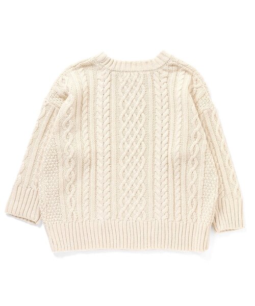 Seraph（セラフ）の「ケーブルニットセーター_ウォッシャブル（ニット/セーター・キッズ・グレー/ミント/オフホワイト/ネイビー/サーモンピンク・130/140/110/100/80/95/120/90）」の10枚目の写真