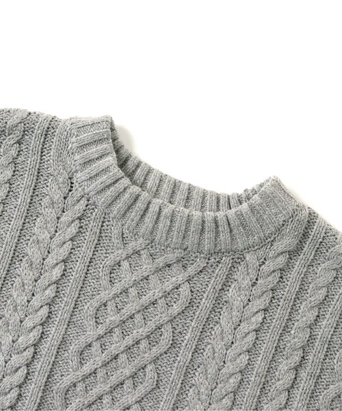 Seraph（セラフ）の「ケーブルニットセーター_ウォッシャブル（ニット/セーター・キッズ・グレー/ミント/オフホワイト/ネイビー/サーモンピンク・130/140/110/100/80/95/120/90）」の7枚目の写真