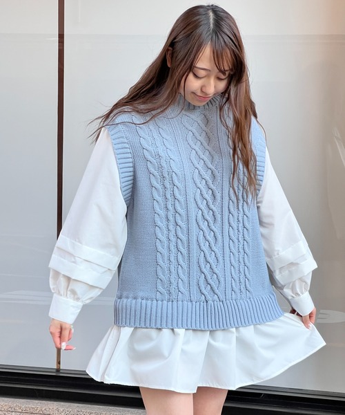 TORTE（トルテ）の「ケーブルニットドッキングワンピース（ワンピース