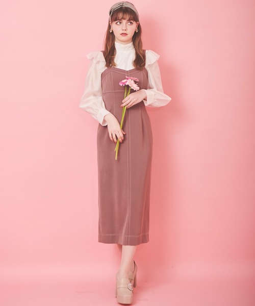 31 Sons de mode（トランテアン　ソン　ドゥ　モード）の「配色ステッチジャンスカ（ジャンパースカート・レディース・ブラック/ピンク/ダークインディゴブルー・38/36）」の19枚目の写真