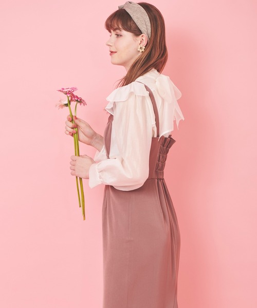 31 Sons de mode（トランテアン　ソン　ドゥ　モード）の「配色ステッチジャンスカ（ジャンパースカート・レディース・ブラック/ピンク/ダークインディゴブルー・38/36）」の21枚目の写真