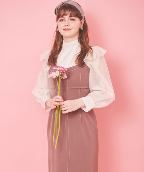 31 Sons de mode（トランテアン　ソン　ドゥ　モード）の「配色ステッチジャンスカ（ジャンパースカート・レディース・ブラック/ピンク/ダークインディゴブルー・38/36）」の22枚目の写真