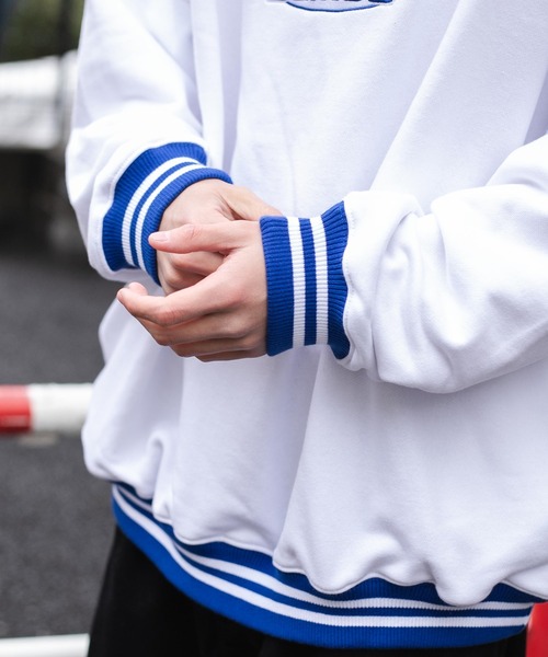 WEGO（ウィゴー）の「WEGO/ヘビーウエイト ハーフZIP切替ロゴプルオーバー（スウェット・メンズ・ブラック/ホワイト・MEDIUM/LARGE）」の4枚目の写真