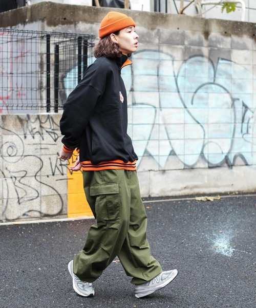 WEGO（ウィゴー）の「WEGO/ヘビーウエイト ハーフZIP切替ロゴプルオーバー（スウェット・メンズ・ブラック/ホワイト・MEDIUM/LARGE）」の13枚目の写真