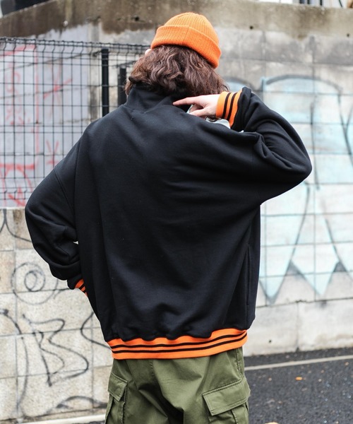 WEGO（ウィゴー）の「WEGO/ヘビーウエイト ハーフZIP切替ロゴプルオーバー（スウェット・メンズ・ブラック/ホワイト・MEDIUM/LARGE）」の11枚目の写真