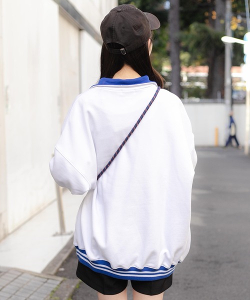 WEGO（ウィゴー）の「WEGO/ヘビーウエイト ハーフZIP切替ロゴプルオーバー（スウェット・メンズ・ブラック/ホワイト・MEDIUM/LARGE）」の16枚目の写真