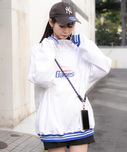 WEGO（ウィゴー）の「WEGO/ヘビーウエイト ハーフZIP切替ロゴプルオーバー（スウェット・メンズ・ブラック/ホワイト・MEDIUM/LARGE）」の15枚目の写真