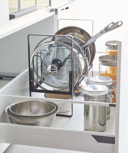 tower（タワー） シンク下高さ調整鍋蓋＆フライパン収納ラック ２段（キッチン収納）｜tower（タワー）