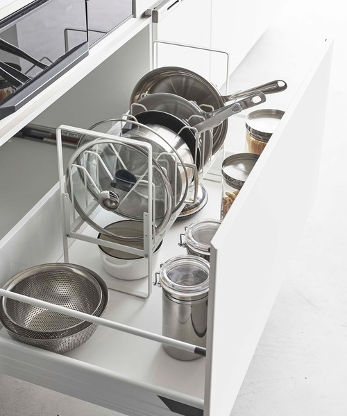 tower（タワー） シンク下高さ調整鍋蓋＆フライパン収納ラック ２段（キッチン収納）｜tower（タワー）