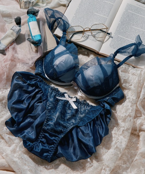 プリンセスチュールストラップフリル ブラジャー＆ショーツセット