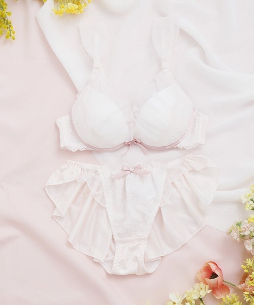 northerly（ノーザリー）の「プリンセスチュールストラップフリル　ブラジャー＆ショーツセット（ブラ&ショーツ・レディース・ホワイト/ピンク/ミント/ネイビー/ブルー/パープル・B65/C65/D65/E65/F65/B70/C70/D70/E70/F70/B75/C75/D75/E75/F75）」の16枚目の写真