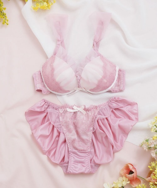 northerly（ノーザリー）の「プリンセスチュールストラップフリル　ブラジャー＆ショーツセット（ブラ&ショーツ・レディース・ホワイト/ピンク/ミント/ネイビー/ブルー/パープル・B65/C65/D65/E65/F65/B70/C70/D70/E70/F70/B75/C75/D75/E75/F75）」の18枚目の写真