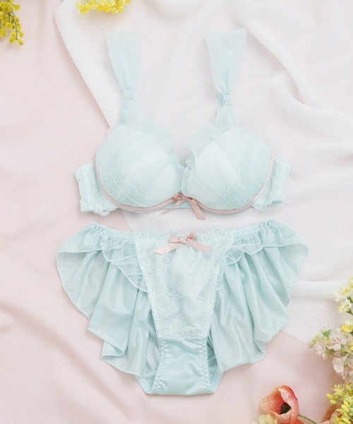 northerly（ノーザリー）の「プリンセスチュールストラップフリル　ブラジャー＆ショーツセット（ブラ&ショーツ・レディース・ホワイト/ピンク/ミント/ネイビー/ブルー/パープル・B65/C65/D65/E65/F65/B70/C70/D70/E70/F70/B75/C75/D75/E75/F75）」の17枚目の写真