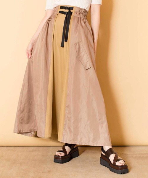 OSMOSIS（オズモーシス）の「切替ギャザースカート（スカート・レディース・ブラック/ベージュ/カーキ・ONE SIZE）」の2枚目の写真