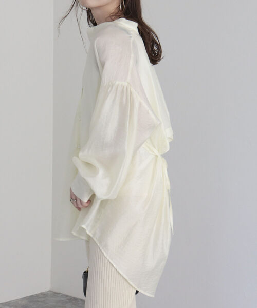 fredy emue（フレディエミュ）の「【fredy emue/フレディエミュ】シアーバックオープンシャツ（シャツ/ブラウス・レディース・アイボリー/ミント/ブラック・38）」の16枚目の写真