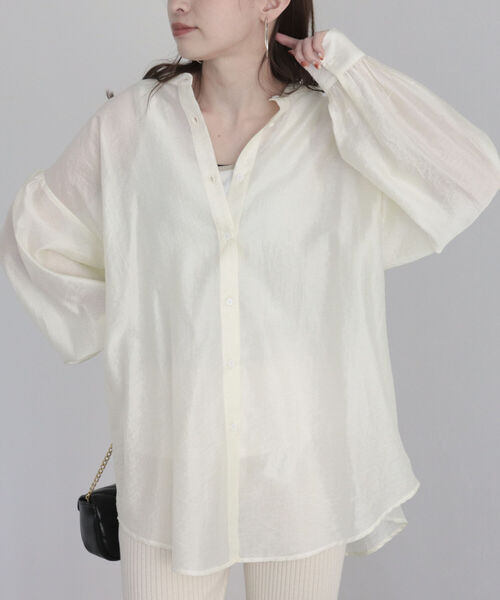 fredy emue（フレディエミュ）の「【fredy emue/フレディエミュ】シアーバックオープンシャツ（シャツ/ブラウス・レディース・アイボリー/ミント/ブラック・38）」の19枚目の写真