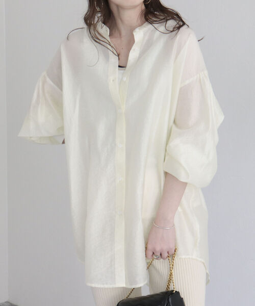 fredy emue（フレディエミュ）の「【fredy emue/フレディエミュ】シアーバックオープンシャツ（シャツ/ブラウス・レディース・アイボリー/ミント/ブラック・38）」の20枚目の写真