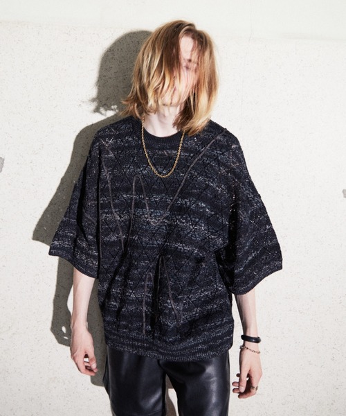 TAUPE（トープ）の「TAUPE/トープ/Melange Yarn H/S Crew Knit（ニット/セーター・メンズ・ブラック/グリーン・1/2/3）」の2枚目の写真