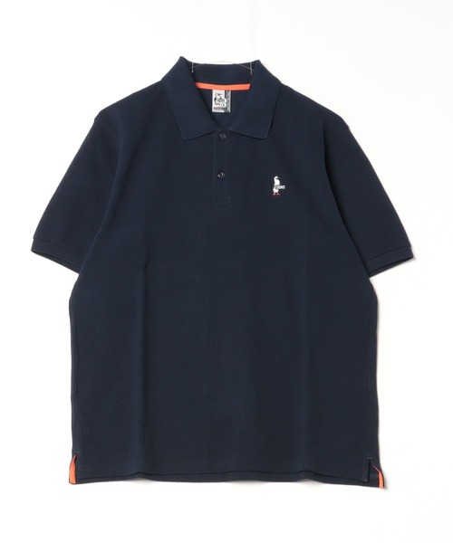 CHUMS 青白ストライプ 半袖ポロシャツ　タグ付 Keystone S/S Half Zip Polo Shirt/キーストーンショート