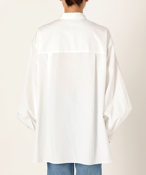 ⭐︎ドゥーズィエムクラス⭐︎ Gather Sleeve ブラウス(WHITE) ウォッシャブルサテン スタンドギャザーカラーブラウス