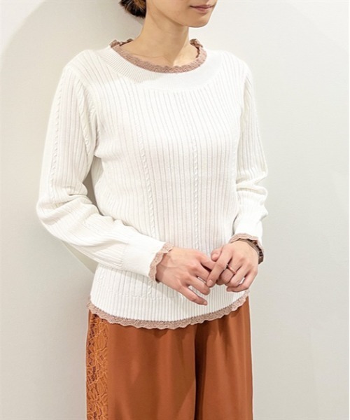 axes femme（アクシーズファム）の「バイカラーニットプルオーバー（ニット/セーター・レディース・チャコール/イエロー/ミント/ホワイト・FREE）」の2枚目の写真