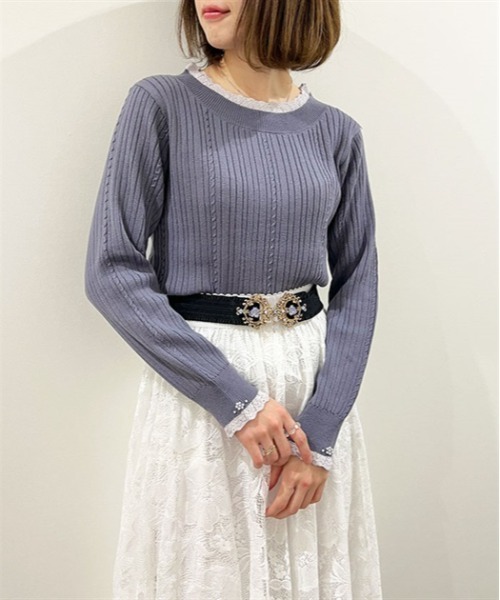 axes femme（アクシーズファム）の「バイカラーニットプルオーバー（ニット/セーター・レディース・チャコール/イエロー/ミント/ホワイト・FREE）」の3枚目の写真