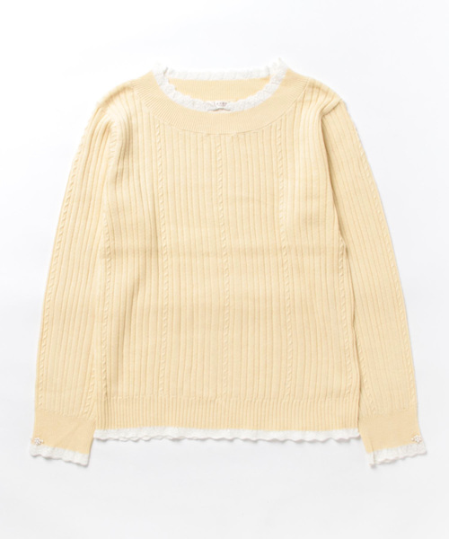 axes femme（アクシーズファム）の「バイカラーニットプルオーバー（ニット/セーター・レディース・チャコール/イエロー/ミント/ホワイト・FREE）」の7枚目の写真