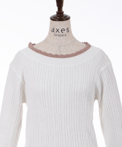 axes femme（アクシーズファム）の「バイカラーニットプルオーバー（ニット/セーター・レディース・チャコール/イエロー/ミント/ホワイト・FREE）」の13枚目の写真