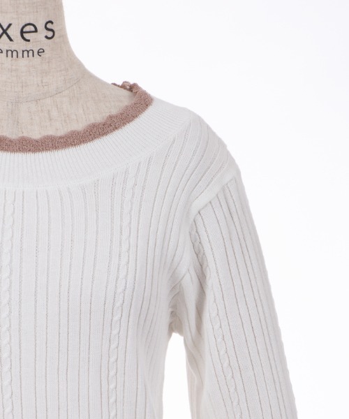 axes femme（アクシーズファム）の「バイカラーニットプルオーバー（ニット/セーター・レディース・チャコール/イエロー/ミント/ホワイト・FREE）」の15枚目の写真