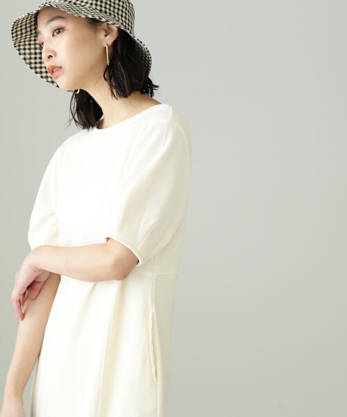 FREE'S MART（フリーズマート）の「◆ワッフル切替カットソーワンピース（ワンピース・レディース・ホワイト/ブラック/イエロー・SMALL/MEDIUM）」の9枚目の写真