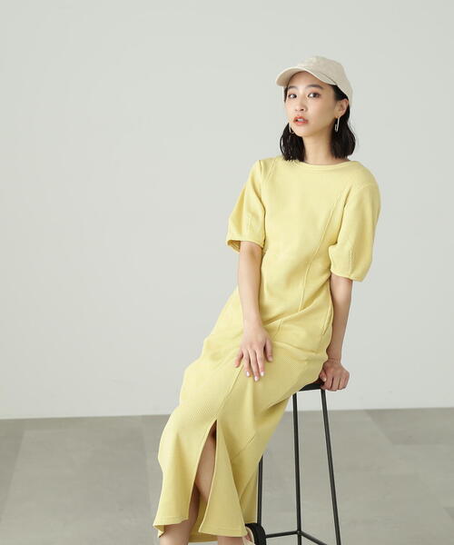 FREE'S MART（フリーズマート）の「◆ワッフル切替カットソーワンピース（ワンピース・レディース・ホワイト/ブラック/イエロー・SMALL/MEDIUM）」の15枚目の写真