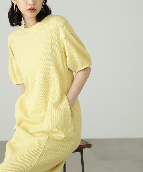 FREE'S MART（フリーズマート）の「◆ワッフル切替カットソーワンピース（ワンピース・レディース・ホワイト/ブラック/イエロー・SMALL/MEDIUM）」の17枚目の写真