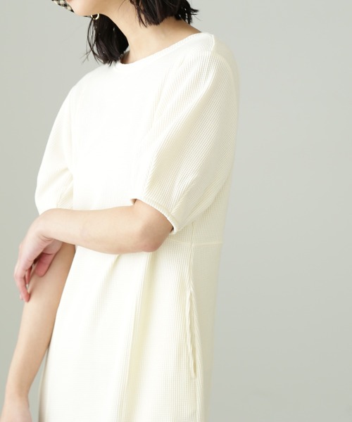 FREE'S MART（フリーズマート）の「◆ワッフル切替カットソーワンピース（ワンピース・レディース・ホワイト/ブラック/イエロー・SMALL/MEDIUM）」の4枚目の写真