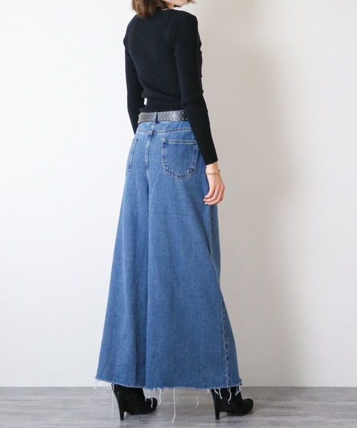 a lot of love（ア ロット オブ ラブ）の「ハイウエストワイドレングスデニム（デニムパンツ・レディース・ブラック/ブルー・L/M）」の9枚目の写真