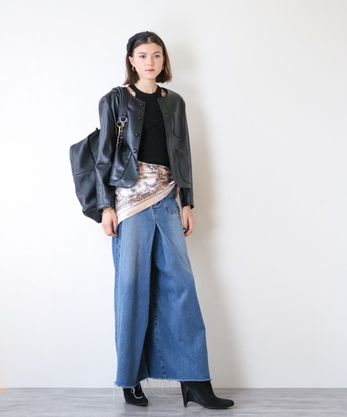 a lot of love（ア ロット オブ ラブ）の「ハイウエストワイドレングスデニム（デニムパンツ・レディース・ブラック/ブルー・L/M）」の16枚目の写真