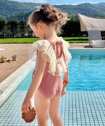 キッズ ラッフルカラー ドロスト ワンピース 水着