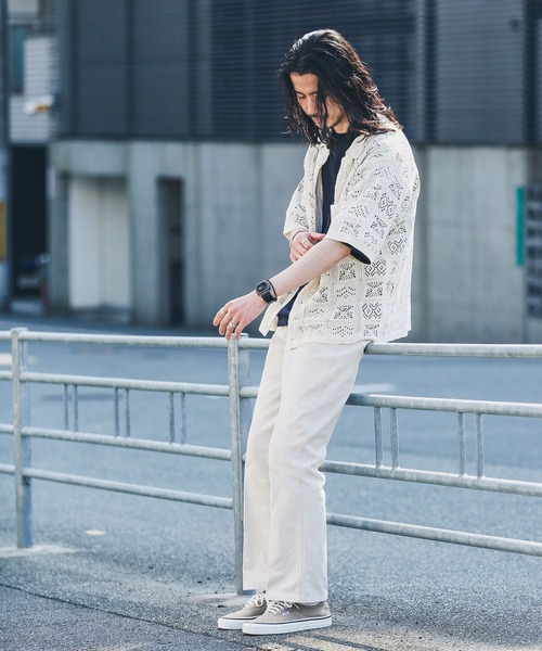 URBAN RESEARCH Sonny Label(アーバンリサーチサニーレーベル)の「リネンタッチレース編みショートスリーブシャツ(シャツ/ブラウス・メンズ・ネイビー/オフホワイト/イエロー・MEDIUM/LARGE)」の7枚目の写真