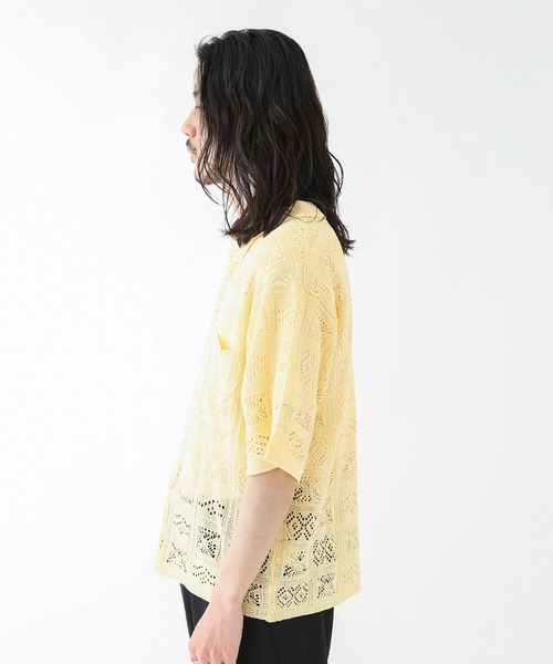URBAN RESEARCH Sonny Label(アーバンリサーチサニーレーベル)の「リネンタッチレース編みショートスリーブシャツ(シャツ/ブラウス・メンズ・ネイビー/オフホワイト/イエロー・MEDIUM/LARGE)」の5枚目の写真