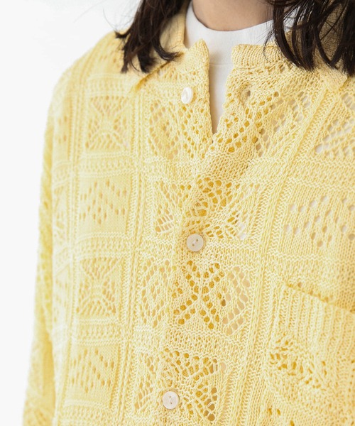 URBAN RESEARCH Sonny Label(アーバンリサーチサニーレーベル)の「リネンタッチレース編みショートスリーブシャツ(シャツ/ブラウス・メンズ・ネイビー/オフホワイト/イエロー・MEDIUM/LARGE)」の14枚目の写真