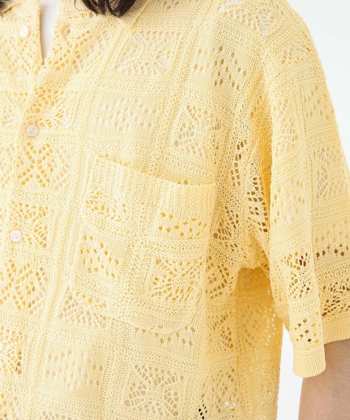 URBAN RESEARCH Sonny Label(アーバンリサーチサニーレーベル)の「リネンタッチレース編みショートスリーブシャツ(シャツ/ブラウス・メンズ・ネイビー/オフホワイト/イエロー・MEDIUM/LARGE)」の17枚目の写真