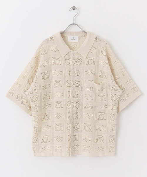 URBAN RESEARCH Sonny Label(アーバンリサーチサニーレーベル)の「リネンタッチレース編みショートスリーブシャツ(シャツ/ブラウス・メンズ・ネイビー/オフホワイト/イエロー・MEDIUM/LARGE)」の22枚目の写真