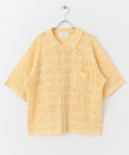 URBAN RESEARCH Sonny Label(アーバンリサーチサニーレーベル)の「リネンタッチレース編みショートスリーブシャツ(シャツ/ブラウス・メンズ・ネイビー/オフホワイト/イエロー・MEDIUM/LARGE)」の9枚目の写真