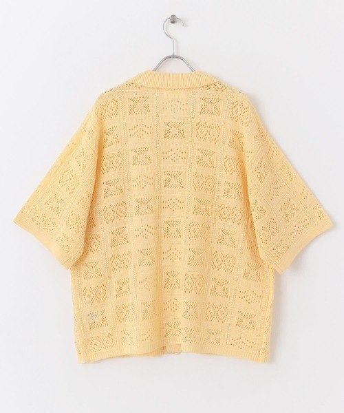 URBAN RESEARCH Sonny Label(アーバンリサーチサニーレーベル)の「リネンタッチレース編みショートスリーブシャツ(シャツ/ブラウス・メンズ・ネイビー/オフホワイト/イエロー・MEDIUM/LARGE)」の6枚目の写真