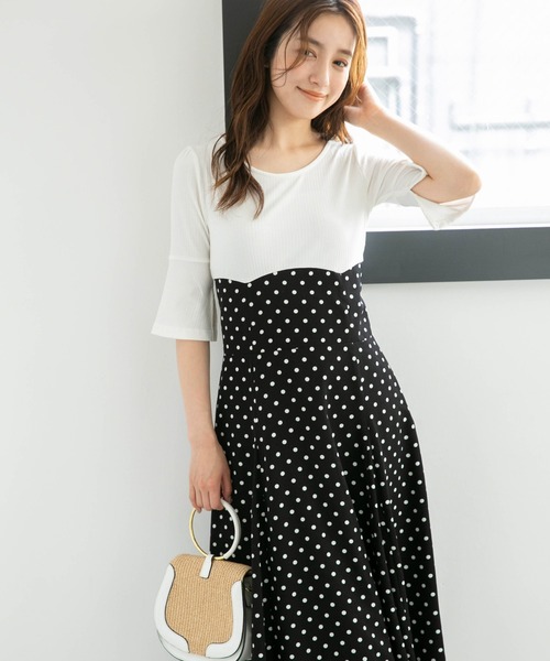 NANO universe(ナノユニバース)の「LB.04/ドットウエストレースアップワンピース【低身長サイズ有】(ワンピース・レディース・ブラック/ホワイト/ベージュ・P/FREE)」の12枚目の写真