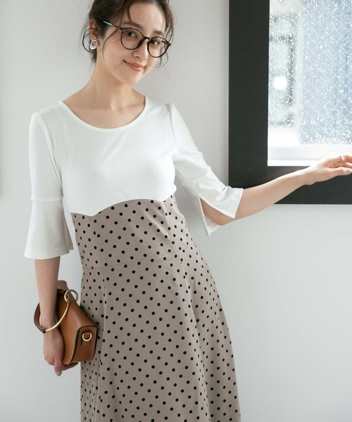 NANO universe(ナノユニバース)の「LB.04/ドットウエストレースアップワンピース【低身長サイズ有】(ワンピース・レディース・ブラック/ホワイト/ベージュ・P/FREE)」の19枚目の写真