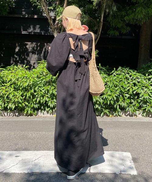 ベージュ パフスリーブ ワンピース　TOCCA ベージュ】パフスリーブチュニックワンピ Puff Sleeve Tunic One