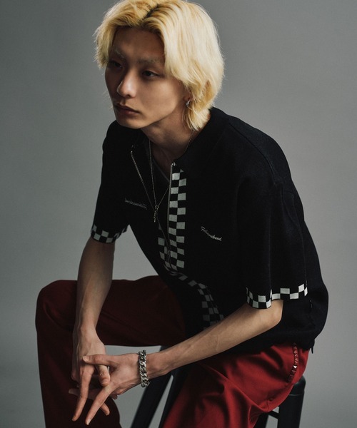 FTW(エフティダブリュー)の「CHECKER BOARD KNIT SHIRT(シャツ/ブラウス・メンズ・グリーン/イエロー/ブラック・LARGE/MEDIUM)」の5枚目の写真