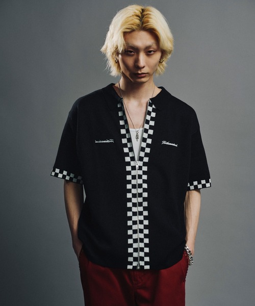 FTW(エフティダブリュー)の「CHECKER BOARD KNIT SHIRT(シャツ/ブラウス・メンズ・グリーン/イエロー/ブラック・LARGE/MEDIUM)」の4枚目の写真